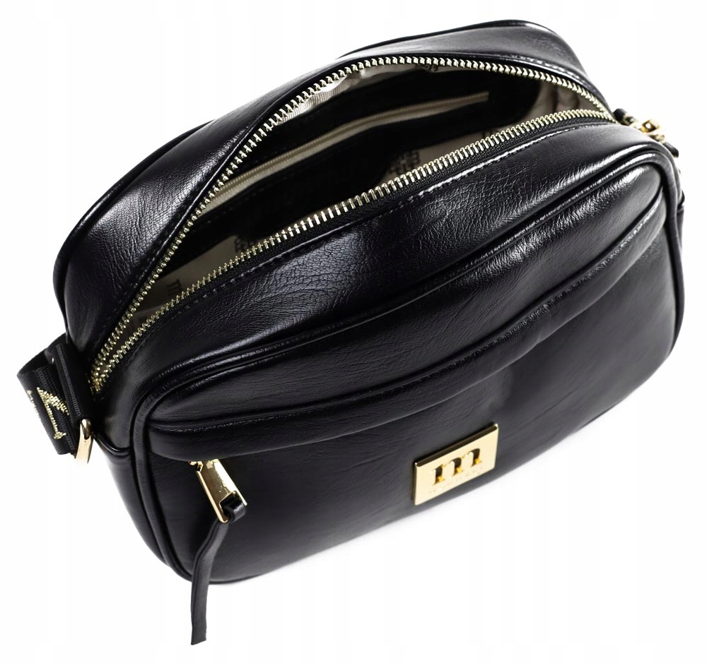 TOREBKA CZARNA LISTONOSZKA MONNARI ZŁOTE LOGO Kolor czarny