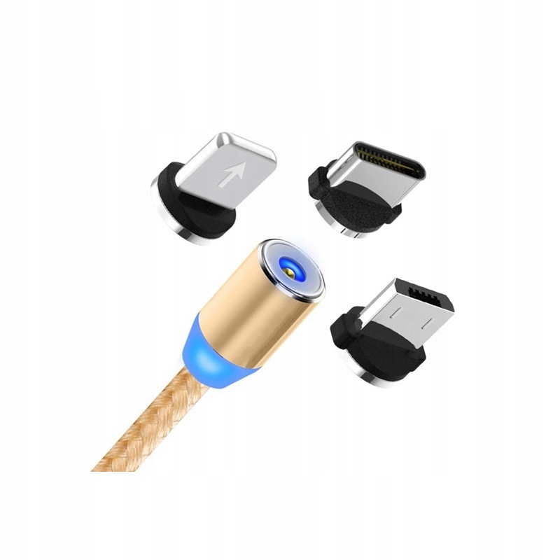 KABEL MAGNETYCZNY USB 3 W 1 MICRO, TYP-C, LIGHTING