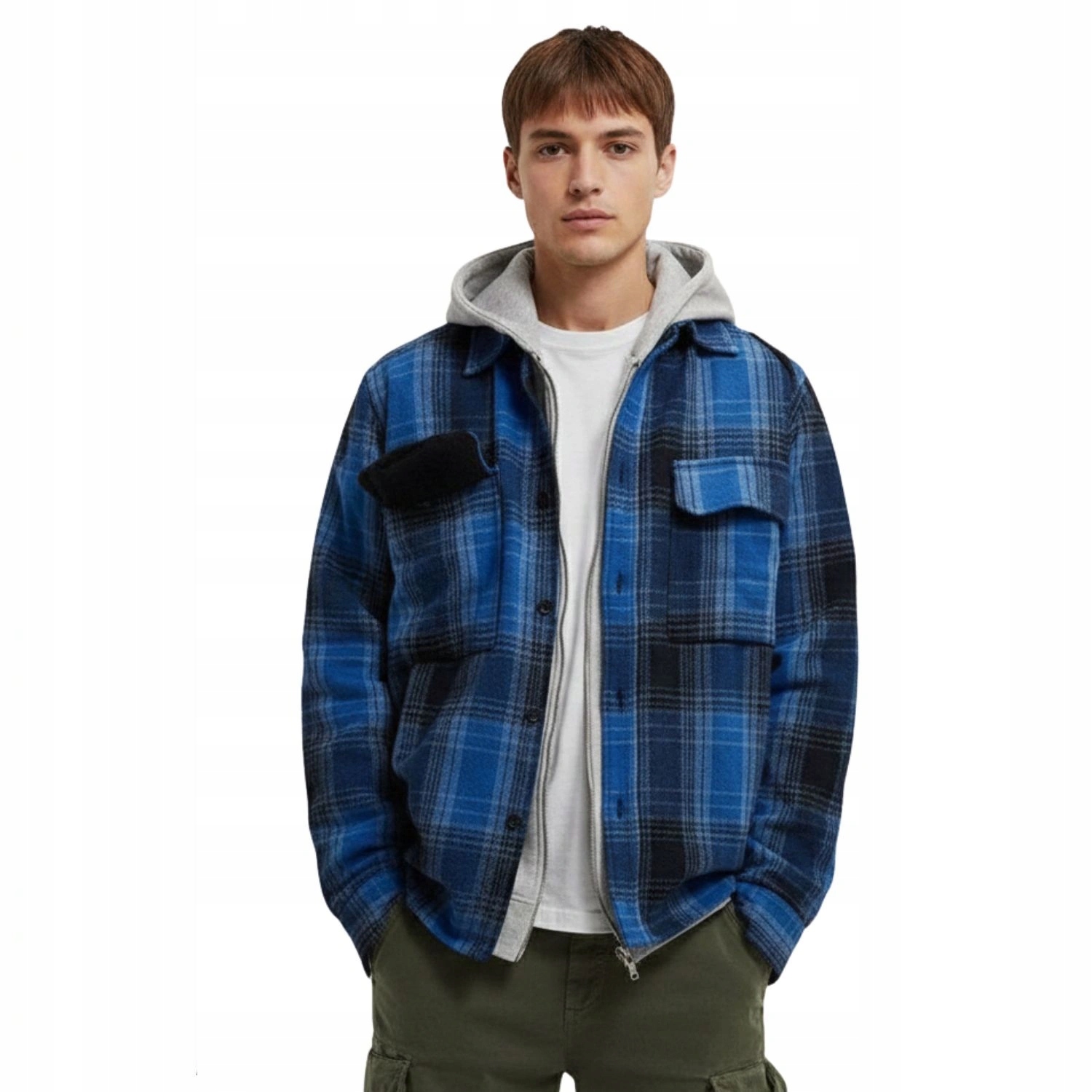 Pánská košile Zara, modrá, kostkovaná, Casual styl, vel. S