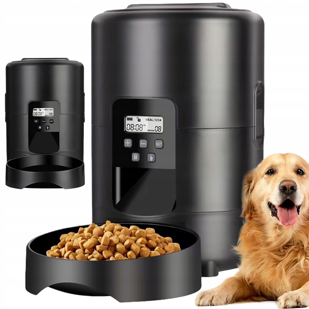 Levně Automatický Dávkovač Krmiva Pro Psa A Kočku Černý 2L Miska