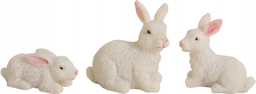 

3 białe Zające- do 2,5cm wys. do figur 9-12cm