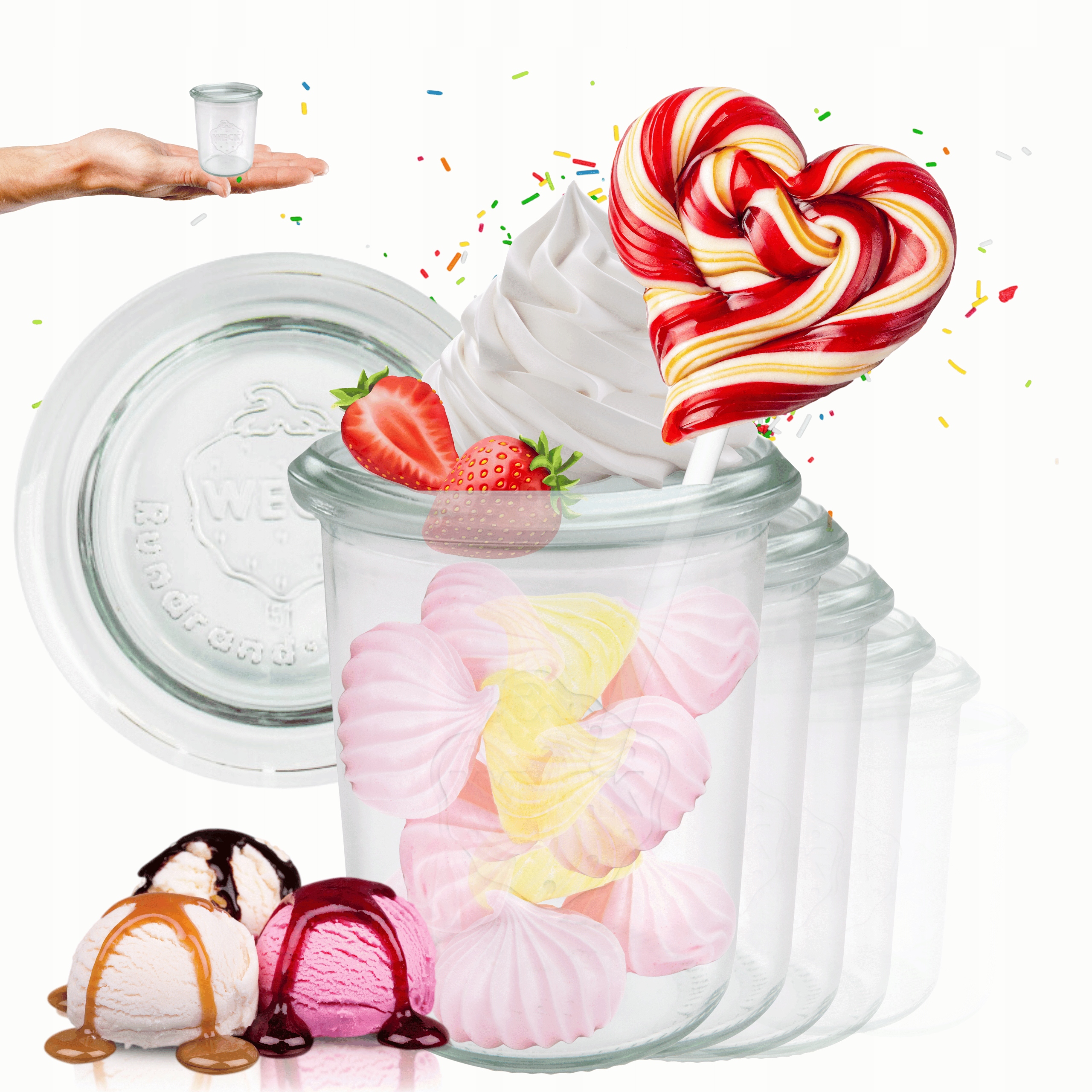 Sklenice Weck 160 ml sklenice ozdobné Mold koření víka sklo 12 Ks