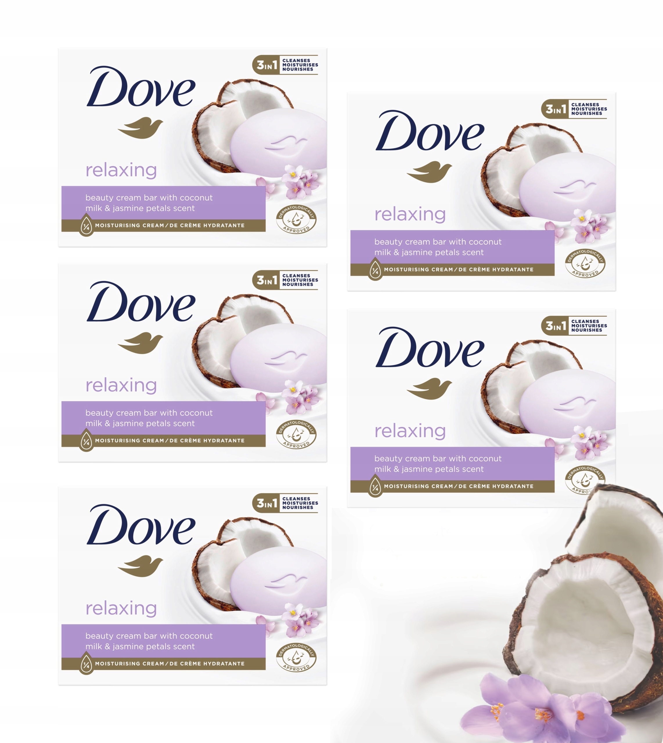 

Dove Mydło w kostce Relaxing kokos jaśmin 90g x5