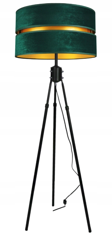 

Lampa Stojąca Podłogowa Trójnóg Abażur Welur