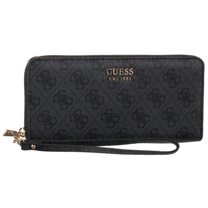 Peněženka Guess Brenton Slg Lrg Zip Around SWLG96 48146 Coal Logo Černá