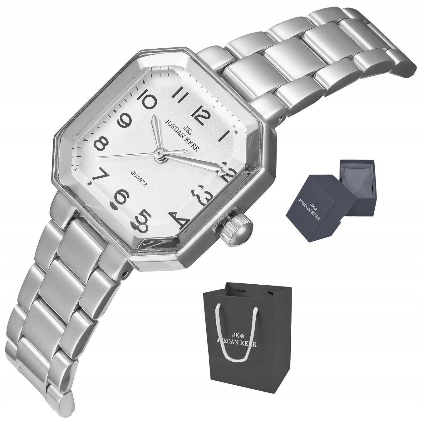 Dámské Elegantní Stříbrné Hodinky Jordan Kerr P9005 Ips 26 mm Fazované Sklo