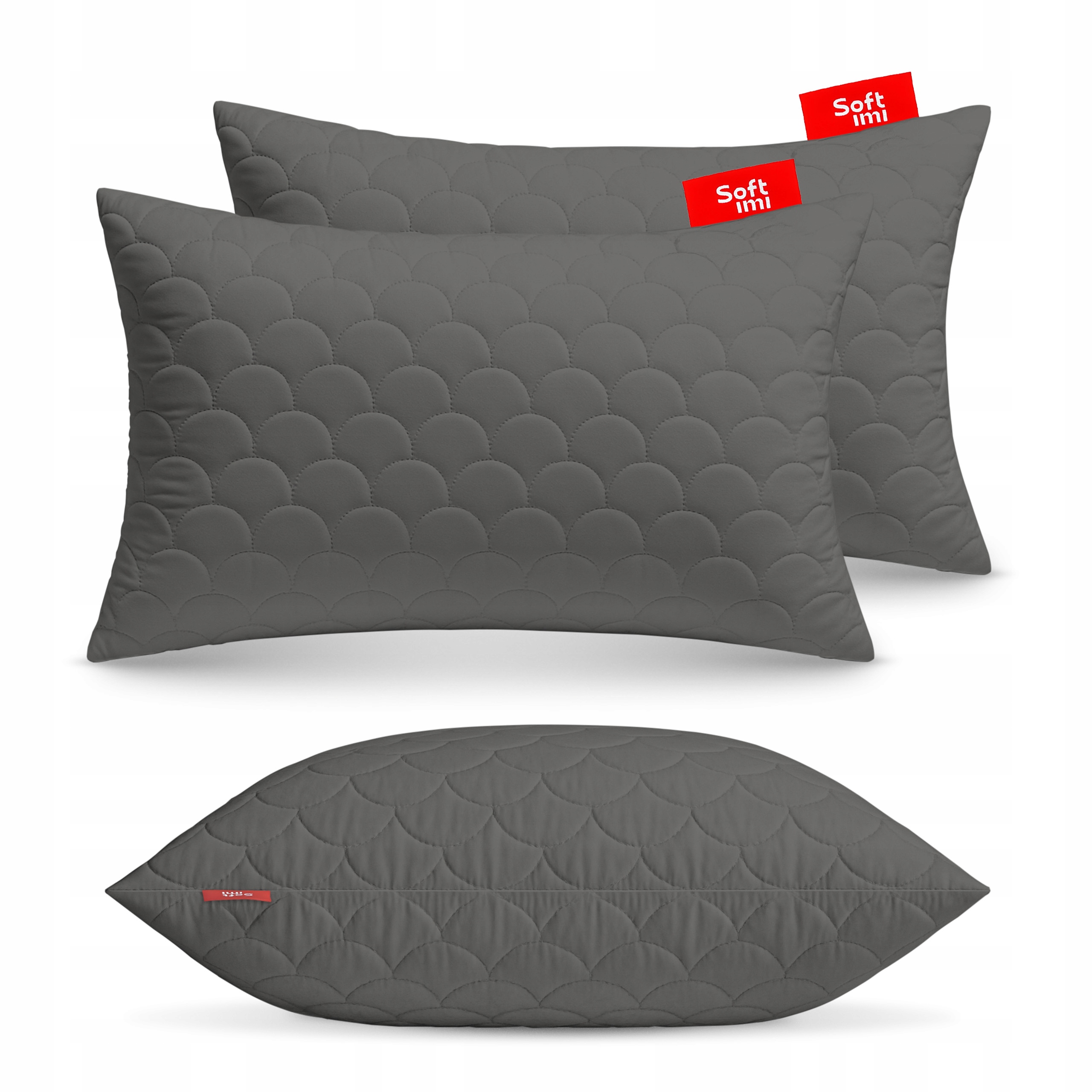 Antialergický Polštář 2X50X70 cm Komplet Na Spaní Prošívaná Šedý z Polska