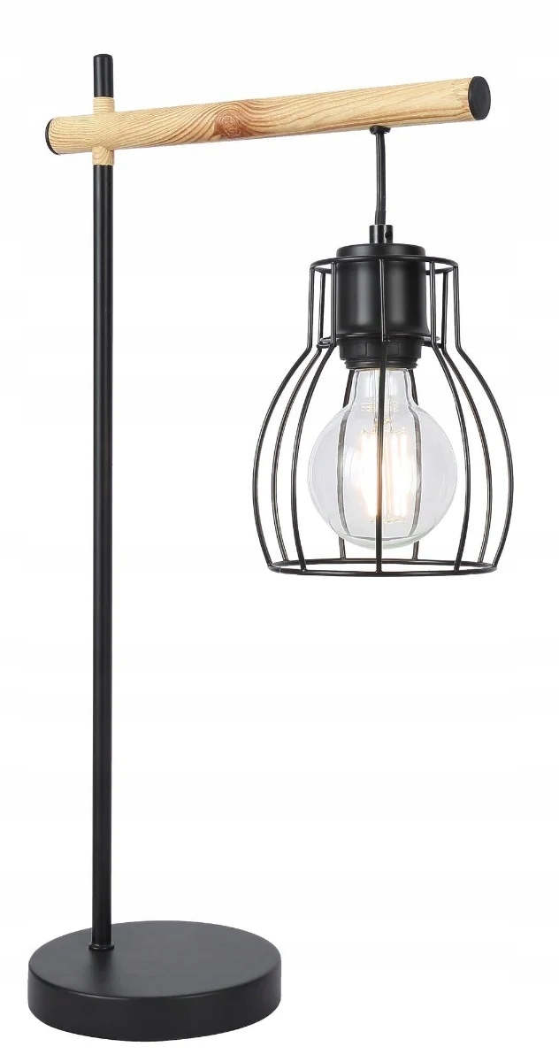Candellux Bernita stolná lampa 60W čierna/drevo E27 55cm IP20