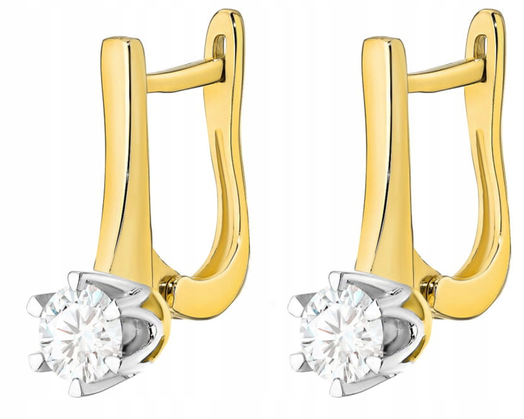Zlaté Náušnice S Anglickým Zapínáním A Závěsnými Brilianty 585 Dárek