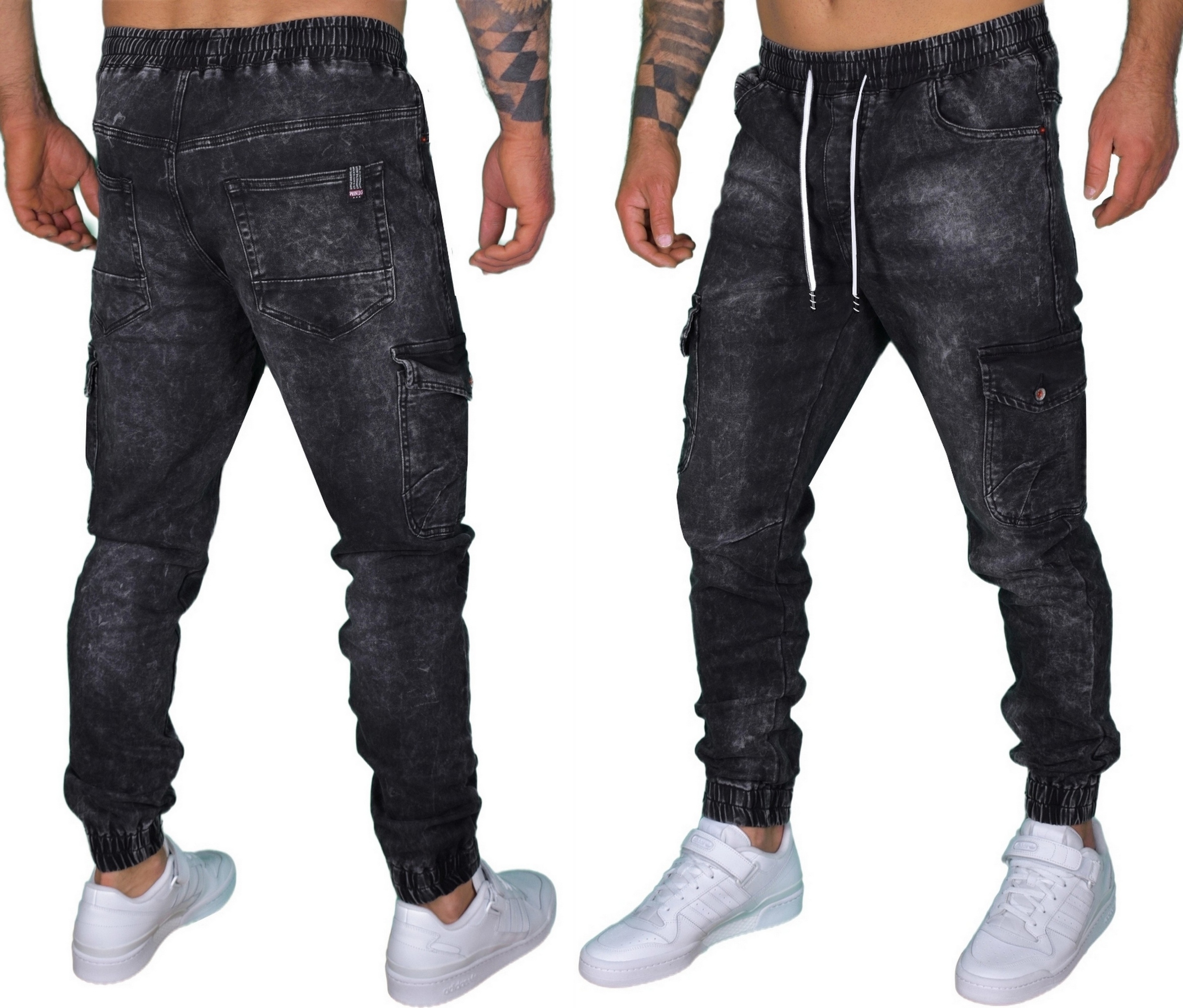 Bojówki Męskie Spodnie Elastyczne Jeansowe Joggery