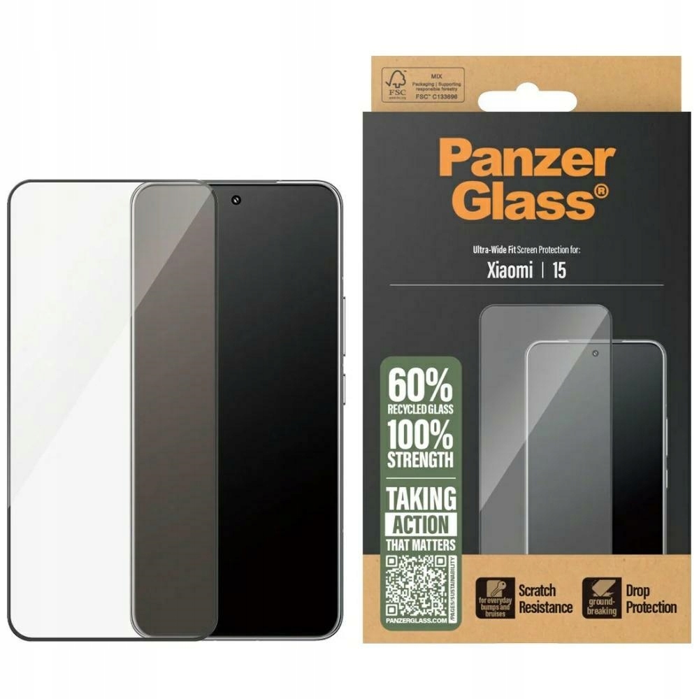 Tvrzené sklo PanzerGlass Ultra-Wide Fit w. Black Frame pro Xiaomi 15