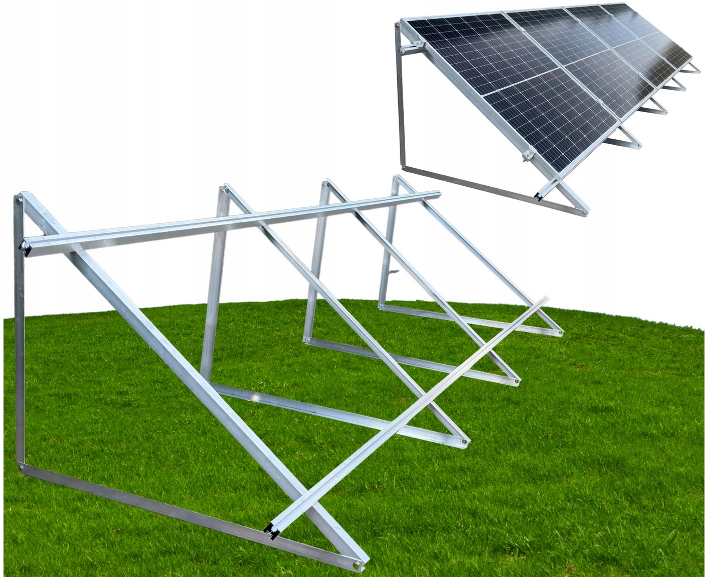 Konstrukcja montażowa zestaw 4 Moduły Pionowo Na Trójkątach 35 stopni