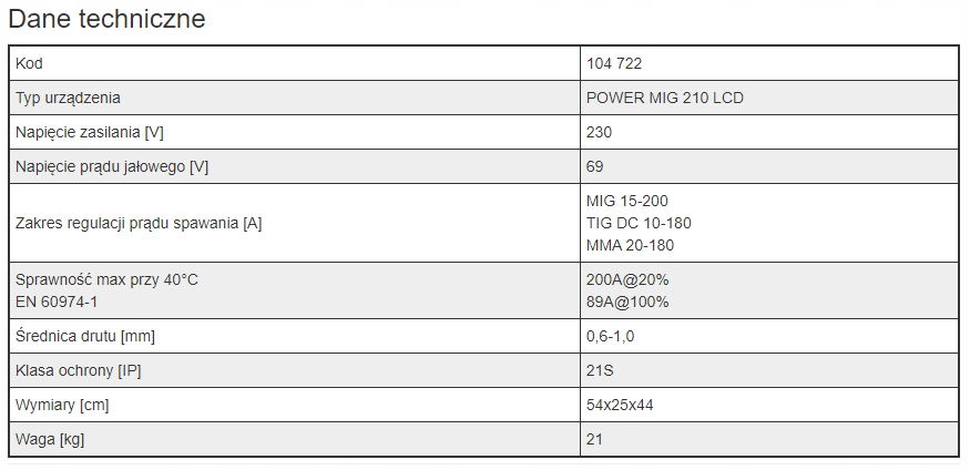 Półautomat migomat POWER MIG 210 LCD 4X4 WELDMAN Marka Weldman