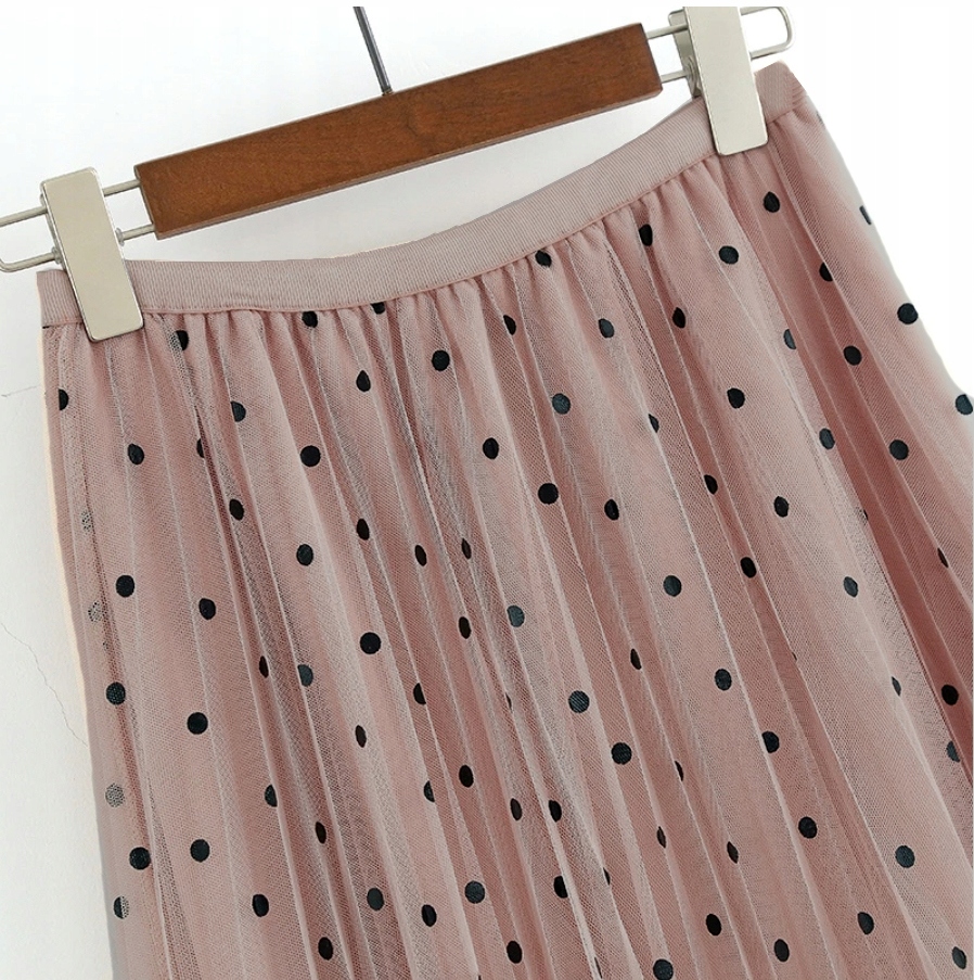 TIULOWA półdługa SPÓDNICA SZYFON kropki KAWOWA Marka inna