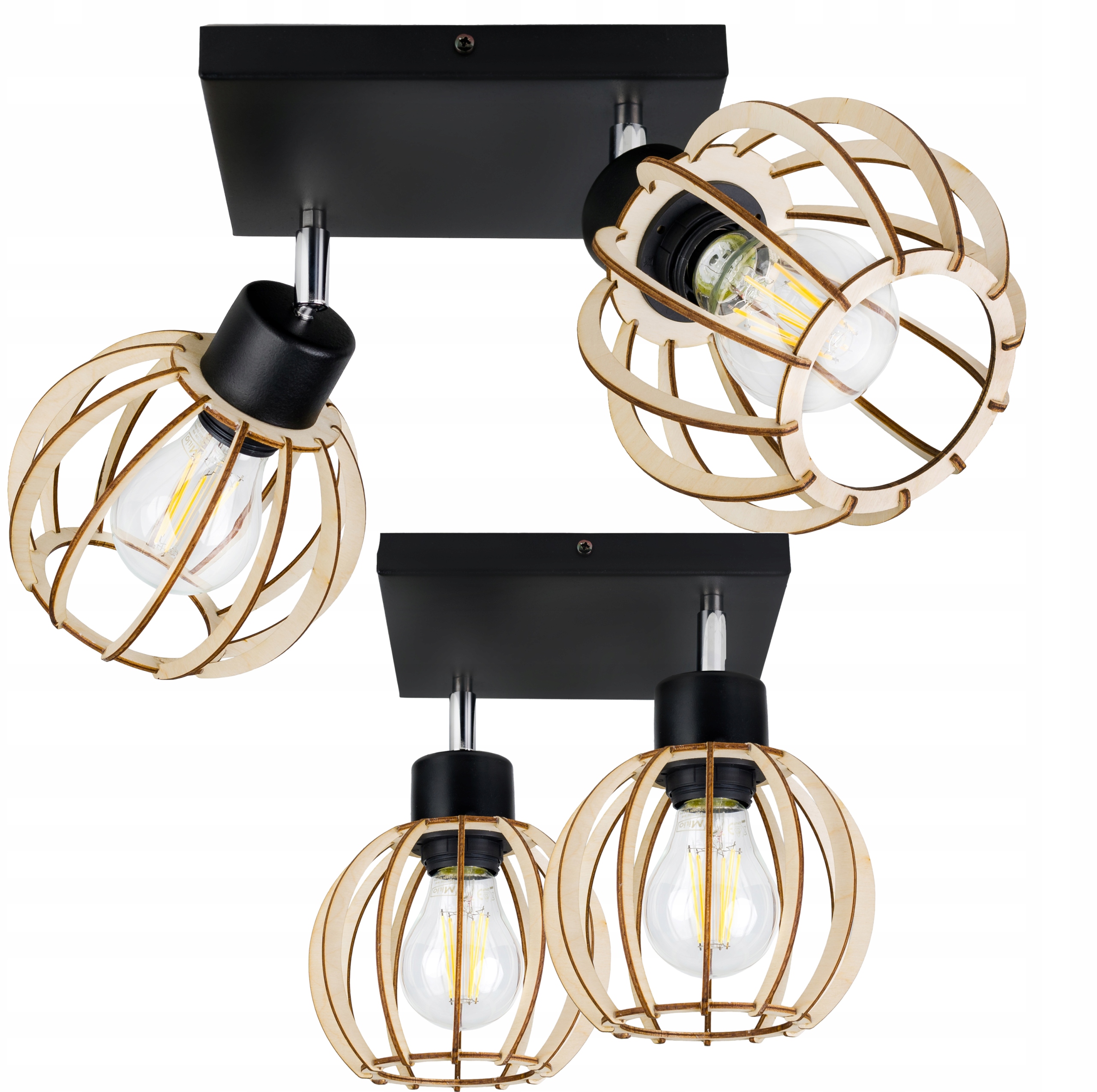 

Lampa Wisząca Sufitowa Regulowana Kula Drewniana