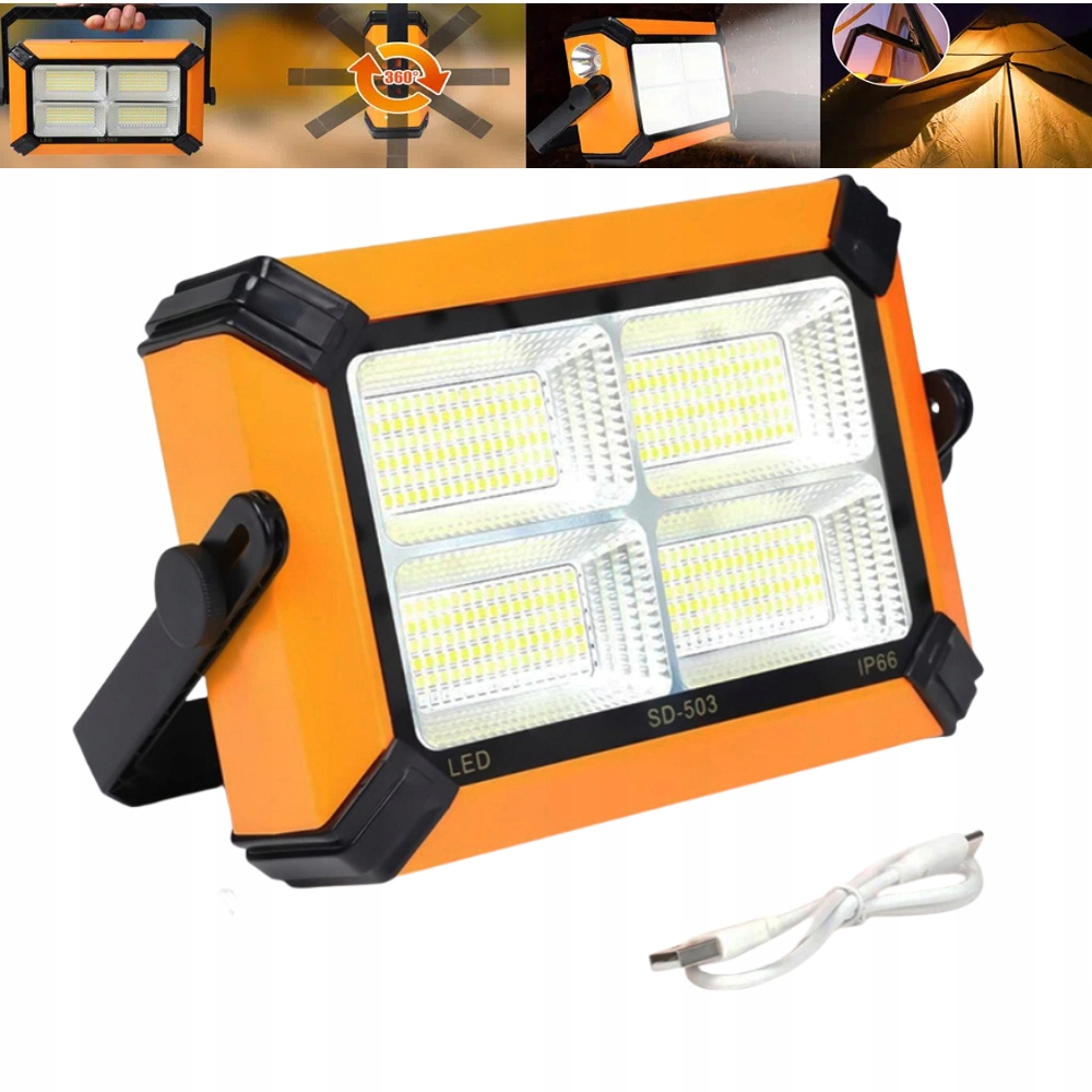Halogenová Solární Pracovní Lampa, Led Reflektor, Výkonný