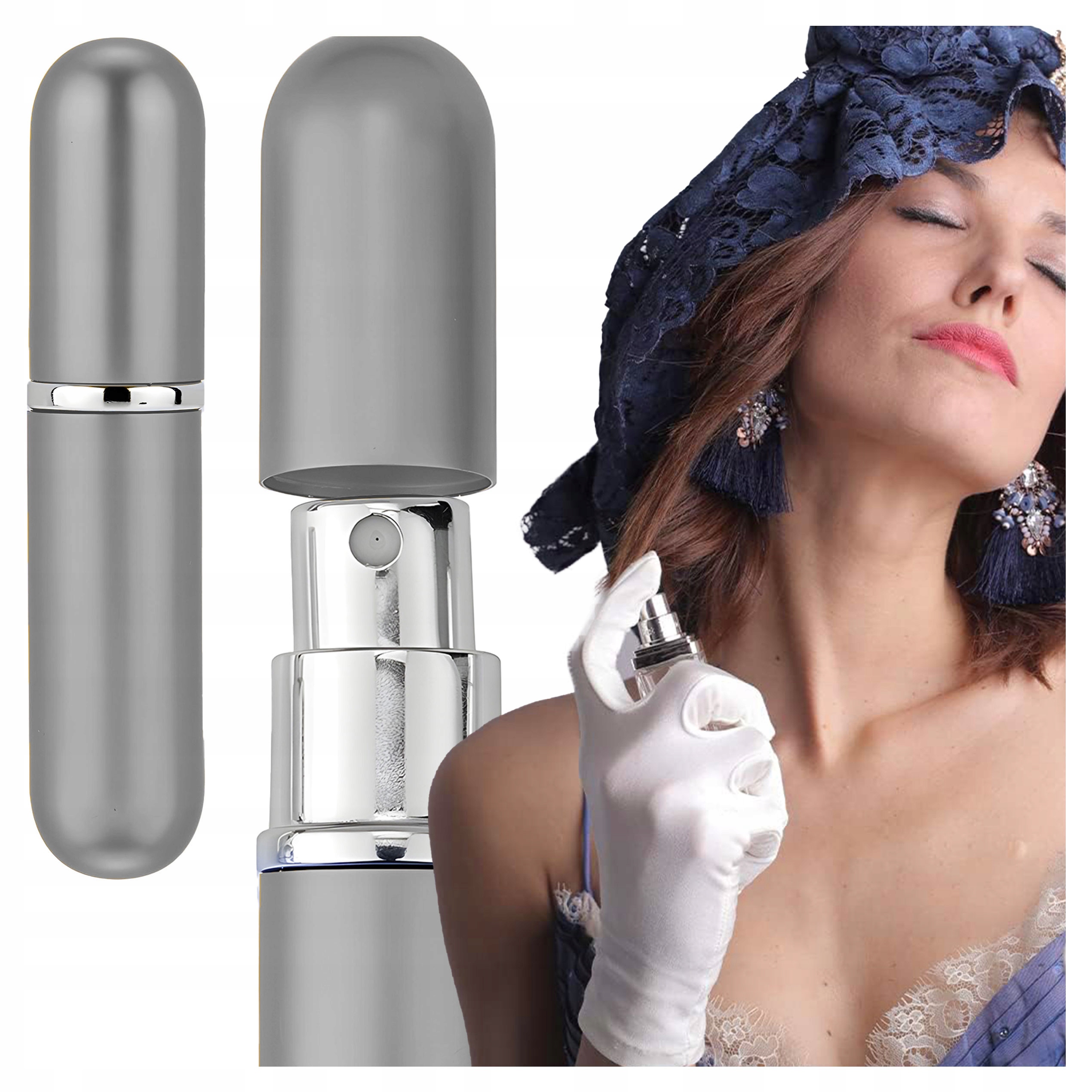 ATOMIZER PODRÓŻNY DO PERFUM FIOLKA NA 6ml SZARY BUTELKA NA PERFUMY