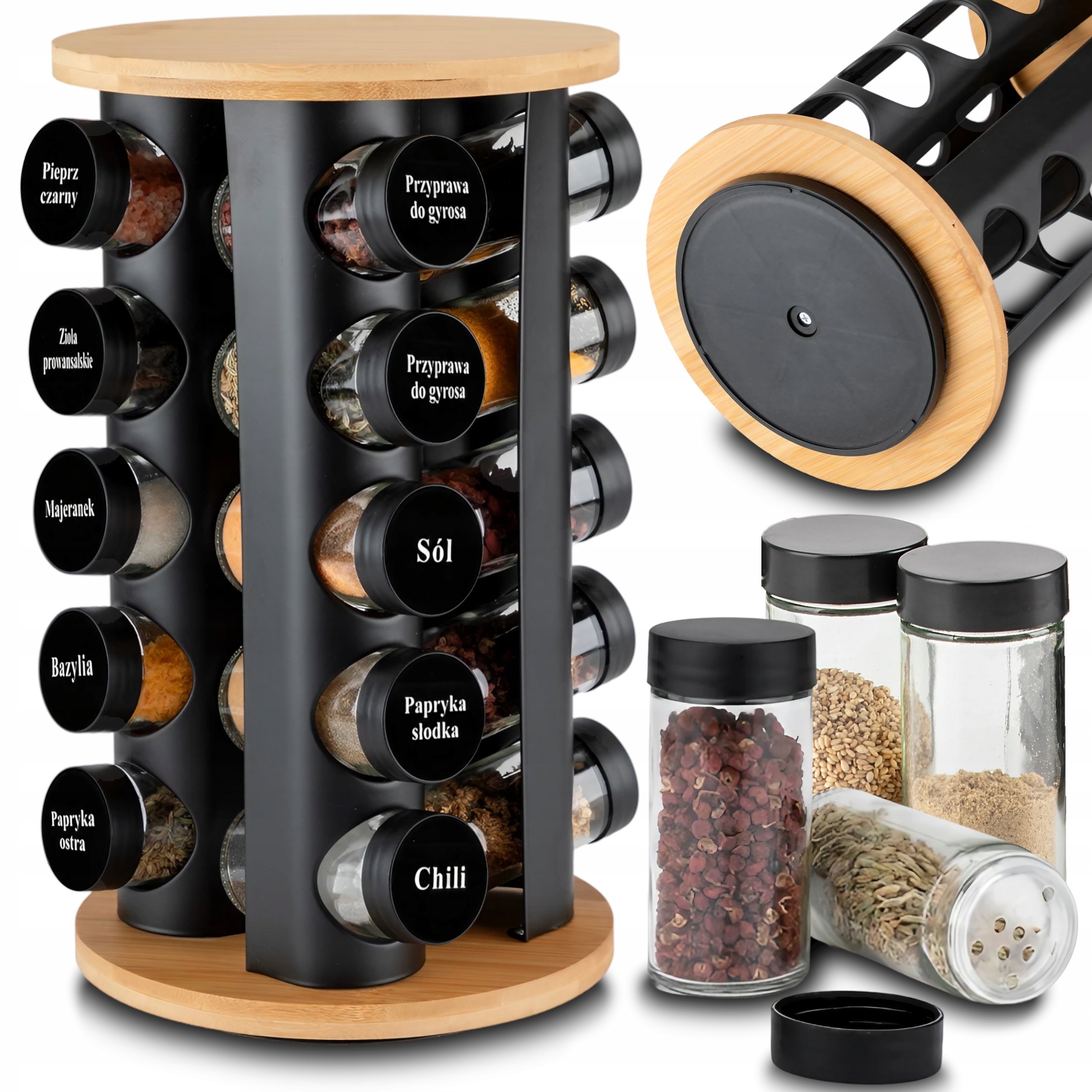 Stojak Obrotowy Na Przyprawy 20 Pojemników Przyprawnik
