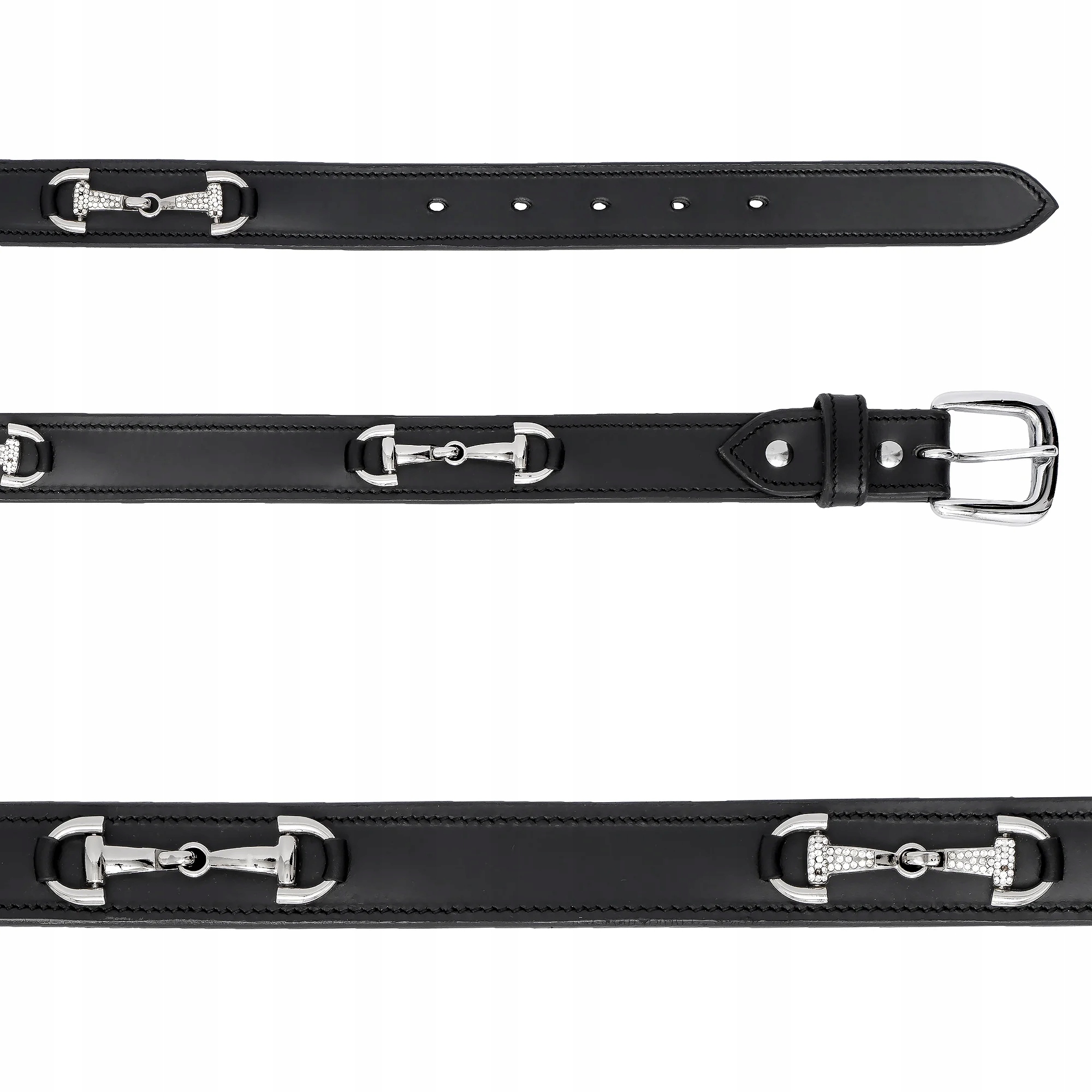 Pásek ke kalhotám Equestrian Queen Elliana kožený, černý, 105 cm