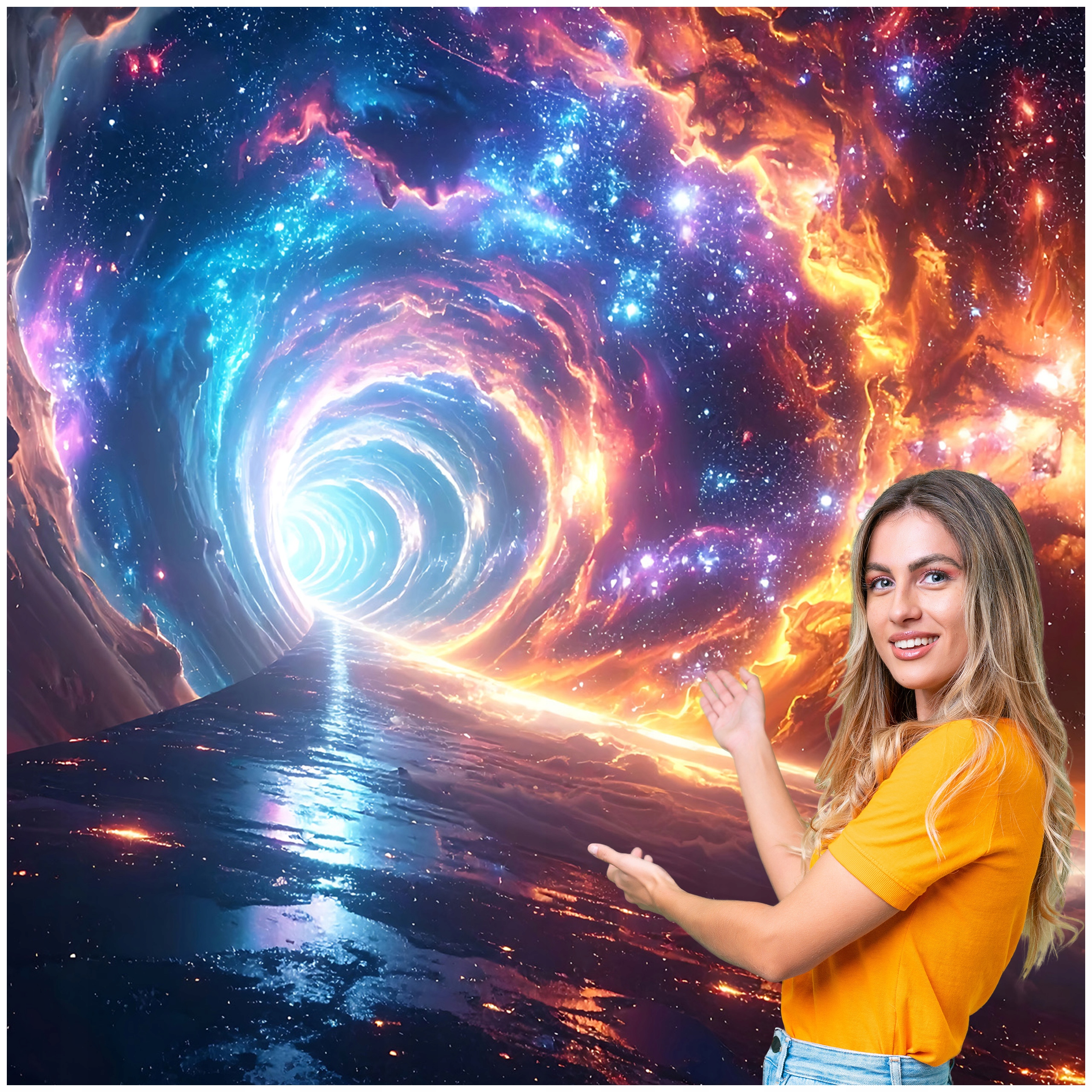 Fototapeta 3D Tunel Chodba Časoprostorová kosmická 196x260 TUN23W