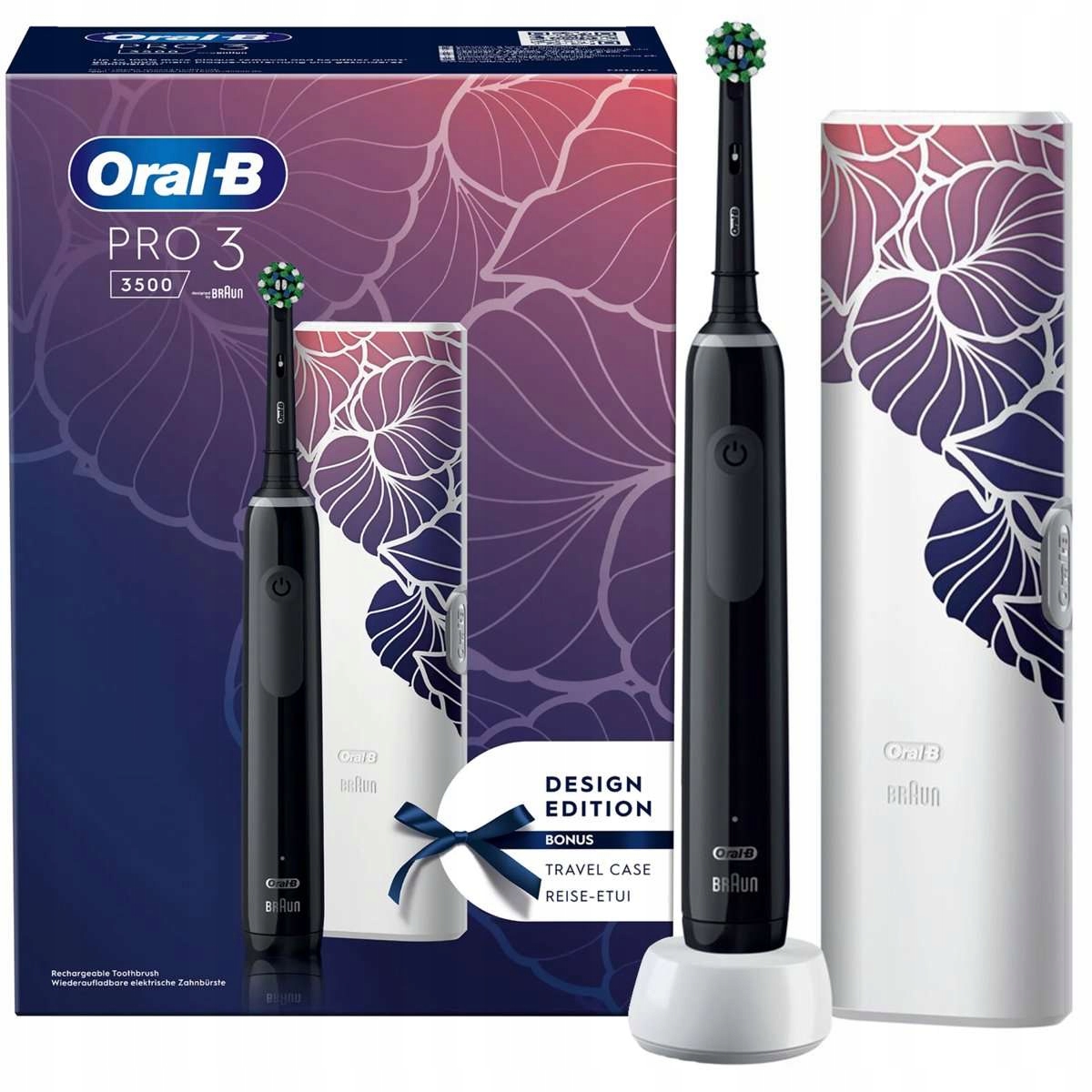 Szczoteczka Oral-B Pro 3 3500 Black Czujnik 360° Etui 3 Tryby