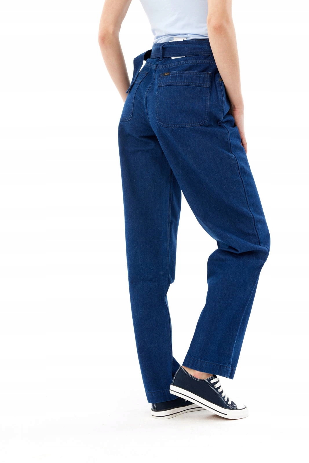 Dámské jednoduché džínové kalhoty Lee Belted Straight Leg Blue L30ZKE36 28/33