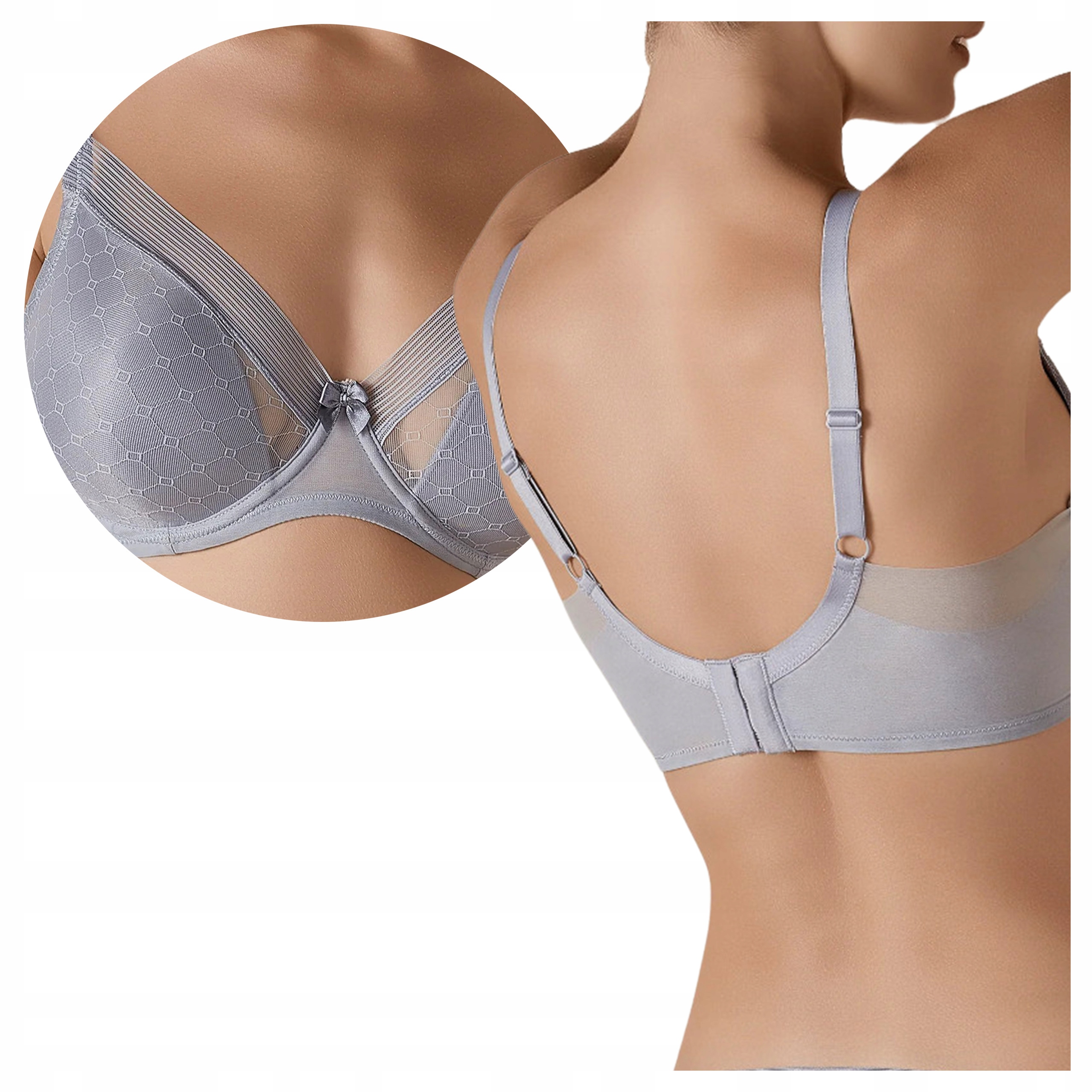 Vyztužená podprsenka s širokým obvodem na kosticích Katia Šedá