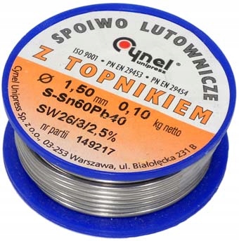 

Cyna 1,5mm 0,1 kg Z Topnikiem Cynel Sn60Pb40