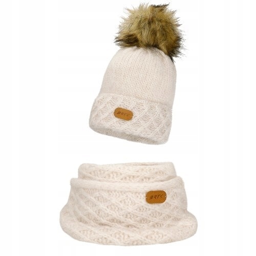 Světlý béžový set Bartek: čepice a nákrčník s merino vlnou, vel. 3-7 Let