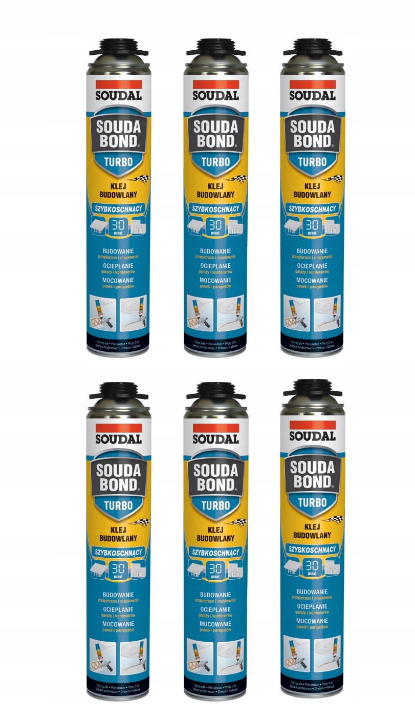 Soudal Rýchloschnúce stavebné lepidlo Soudabond Turbo 750 ml 152562 6 ks