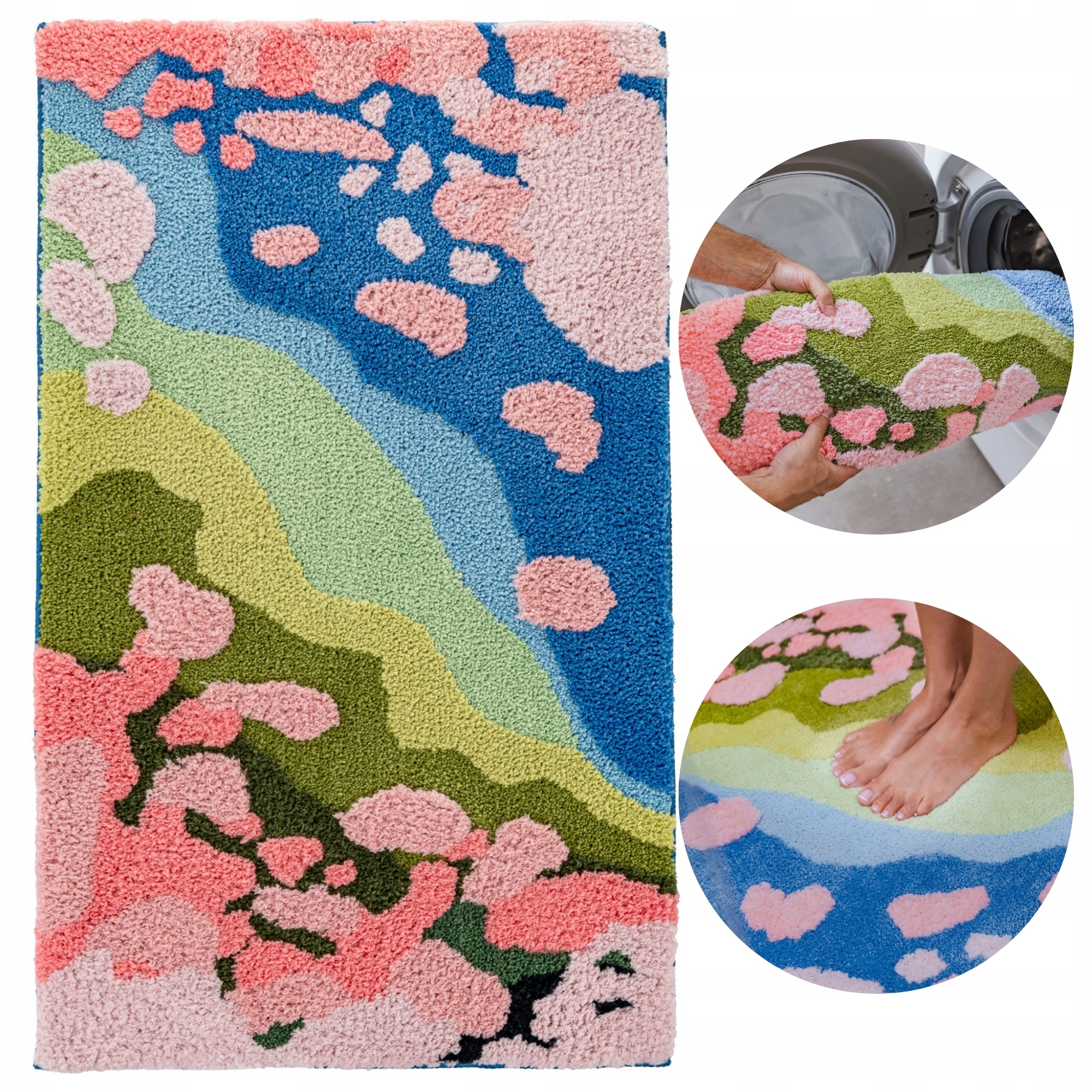 Koupelnový koberec Barevný Nadýchaný Měkký 50x80 cm Protiskluzový Premium