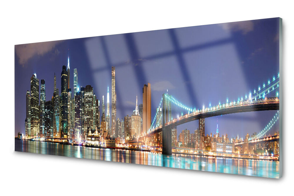 

Panel szklany do kuchni Most Miasto 125x50