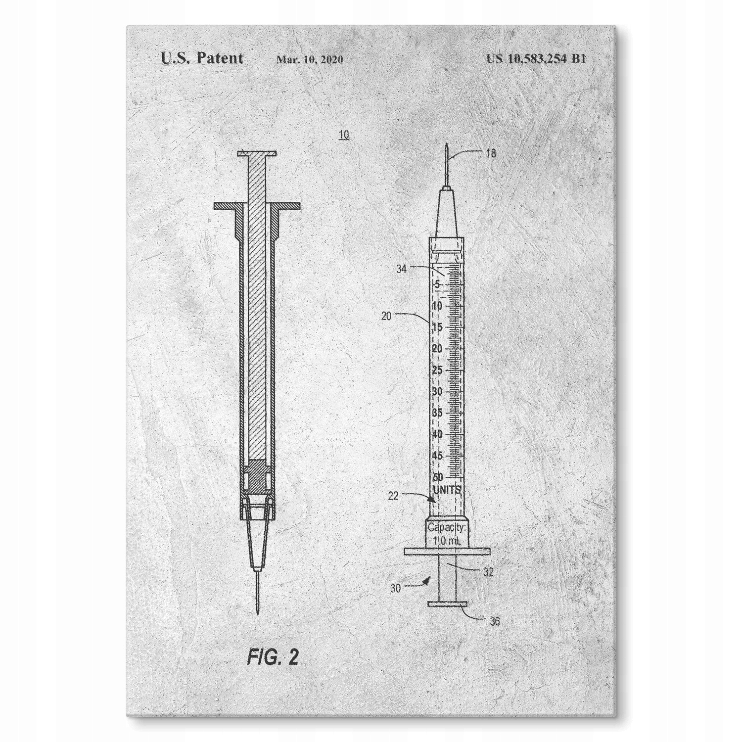 Kovový plakát Medical syringe Stone Dárek 22 x 31 cm