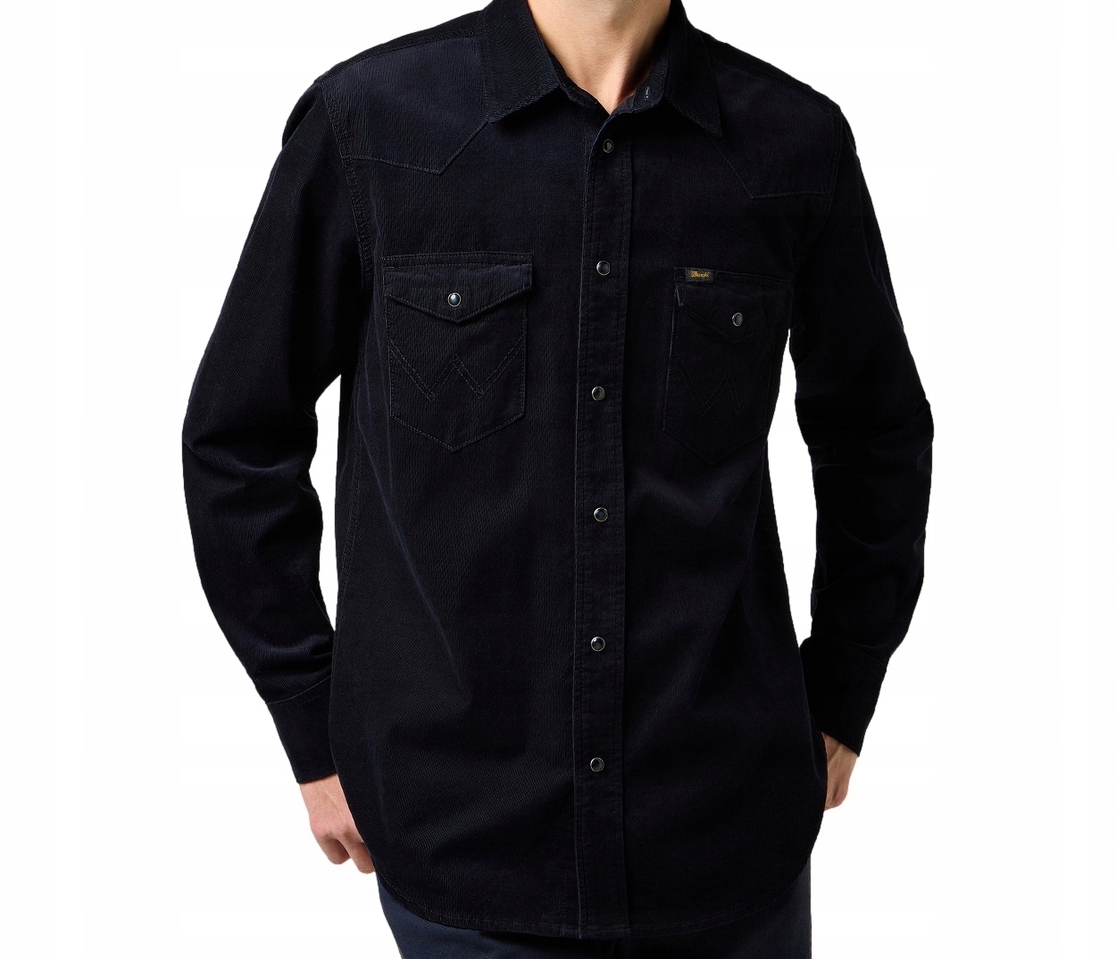 Wrangler pánská černá manšestrová košile Black Western Cord Shirt 3XL