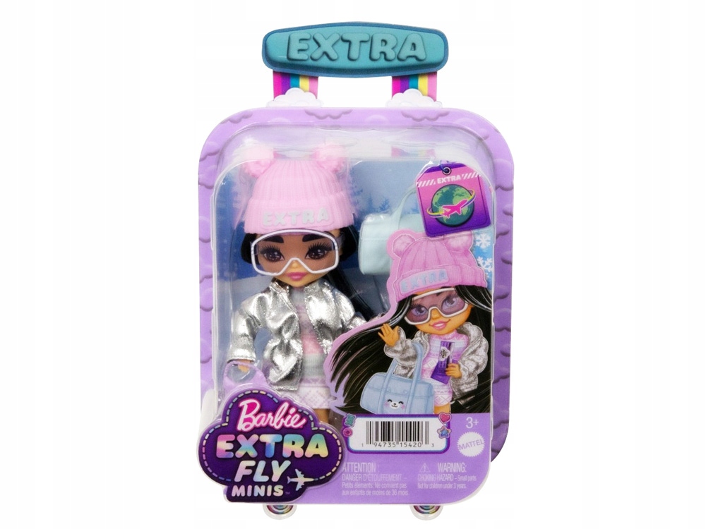 Lalka Barbie Extra Fly Minis w zimowej stylizacji podróżniczka ZA5109 Seria Extra