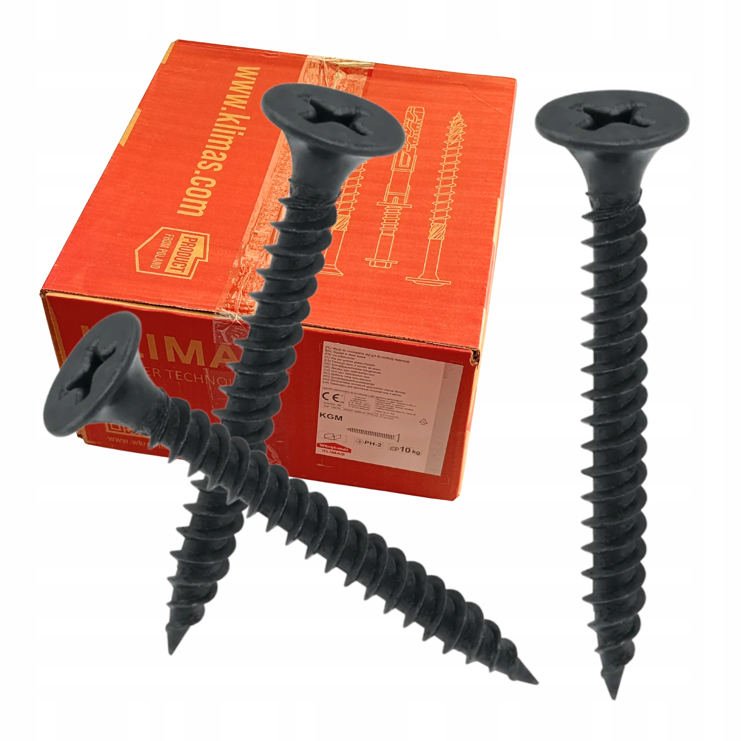 Skrutky do sadrokartónu kovové 4,2x90 balenie 10 kg Fosfat Kgm Klimas