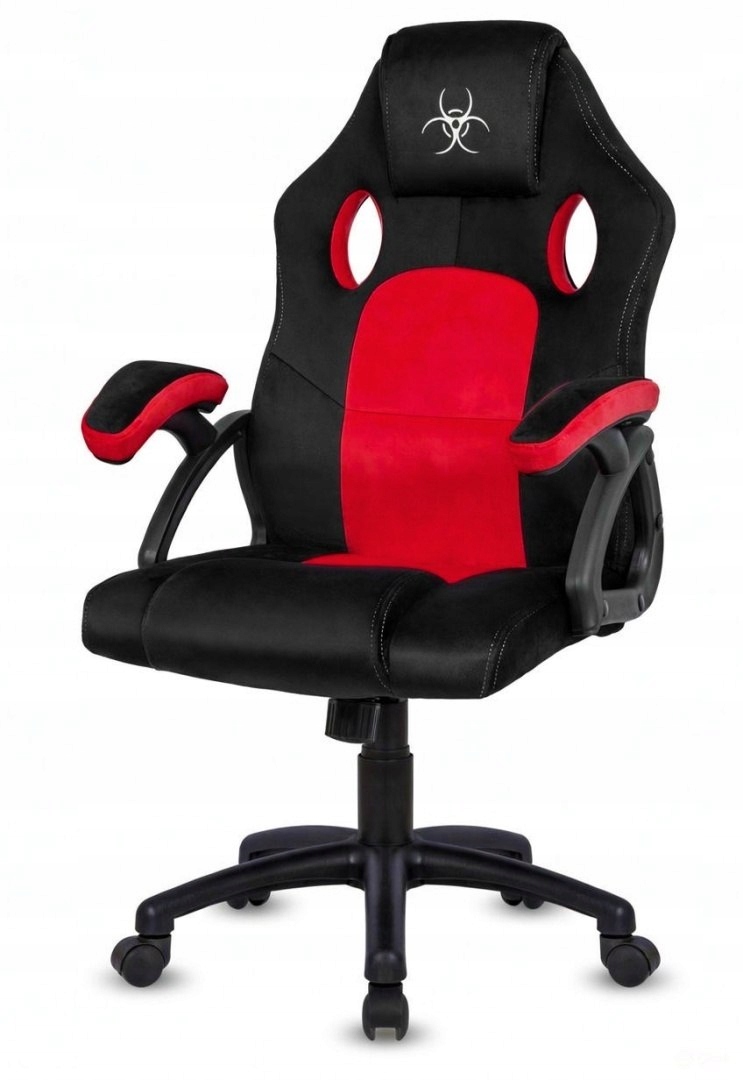 .Otočné křeslo k psacímu stolu Carrera M Alcantara Black Red Lugano