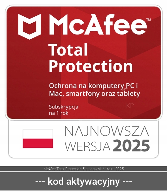 McAfee Total Protection 5 stanowisk / 1rok - 2025