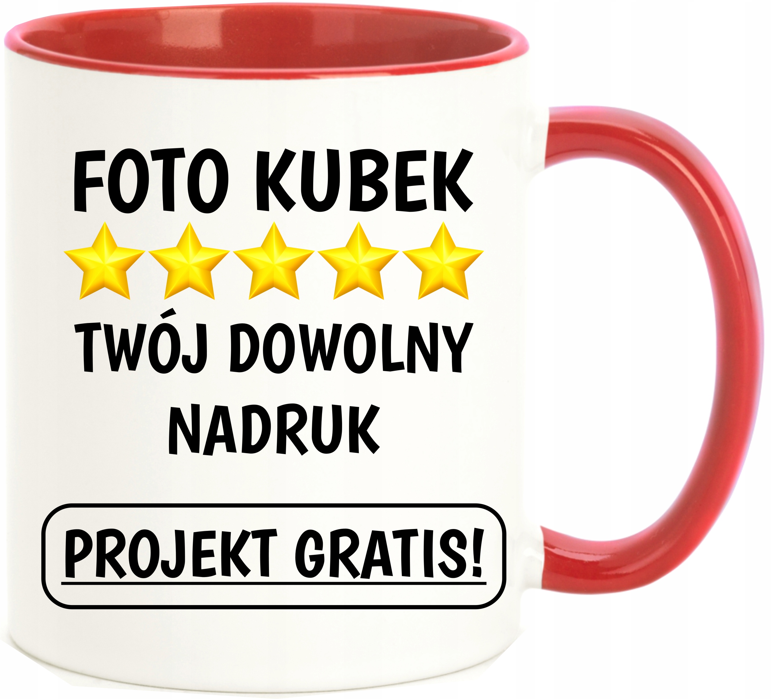 

Kubek Z Kolorowym Uchem Z Własnym Nadrukiem Foto