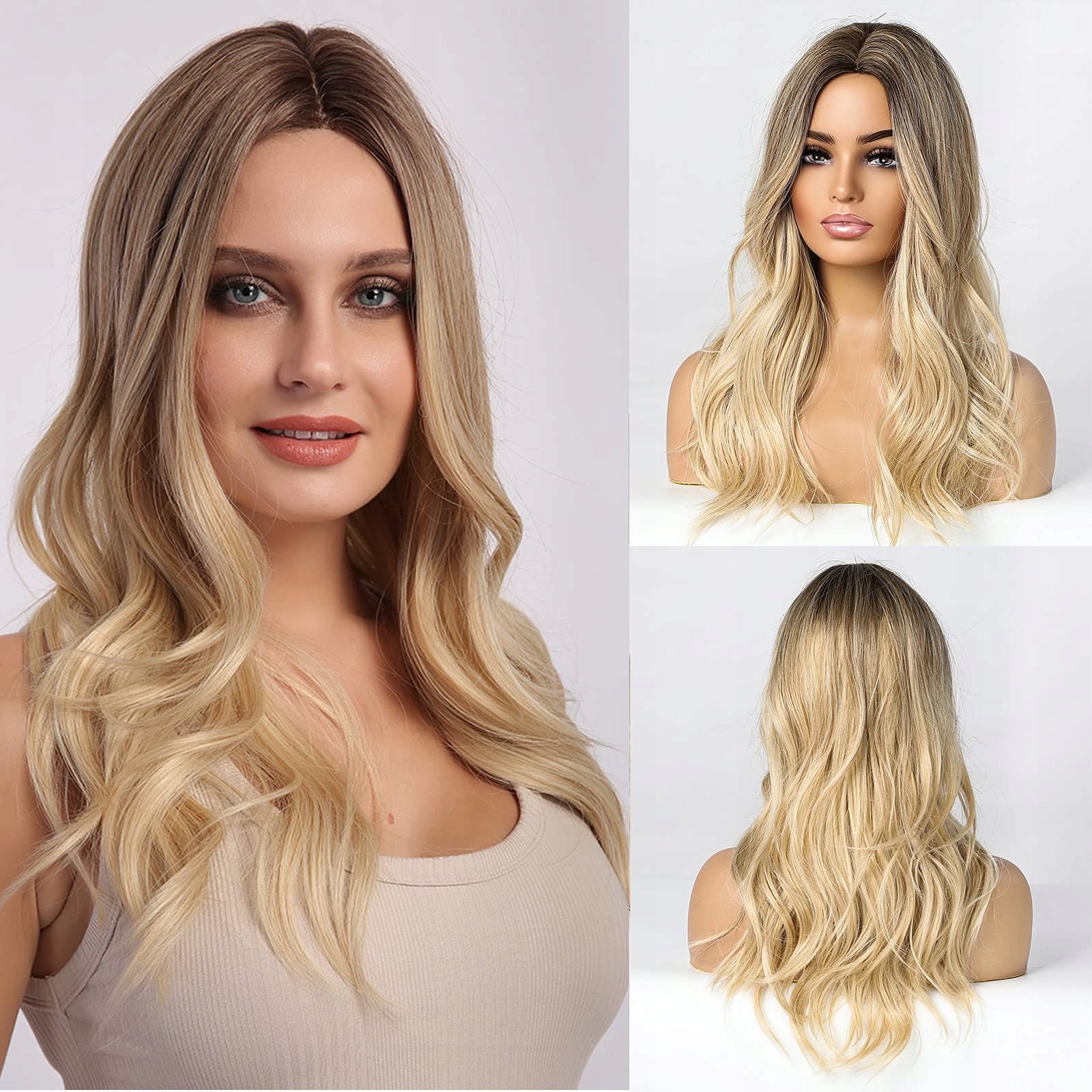 Blond paruka Ombre s dlouhými vlasy 55 cm dárek lesk