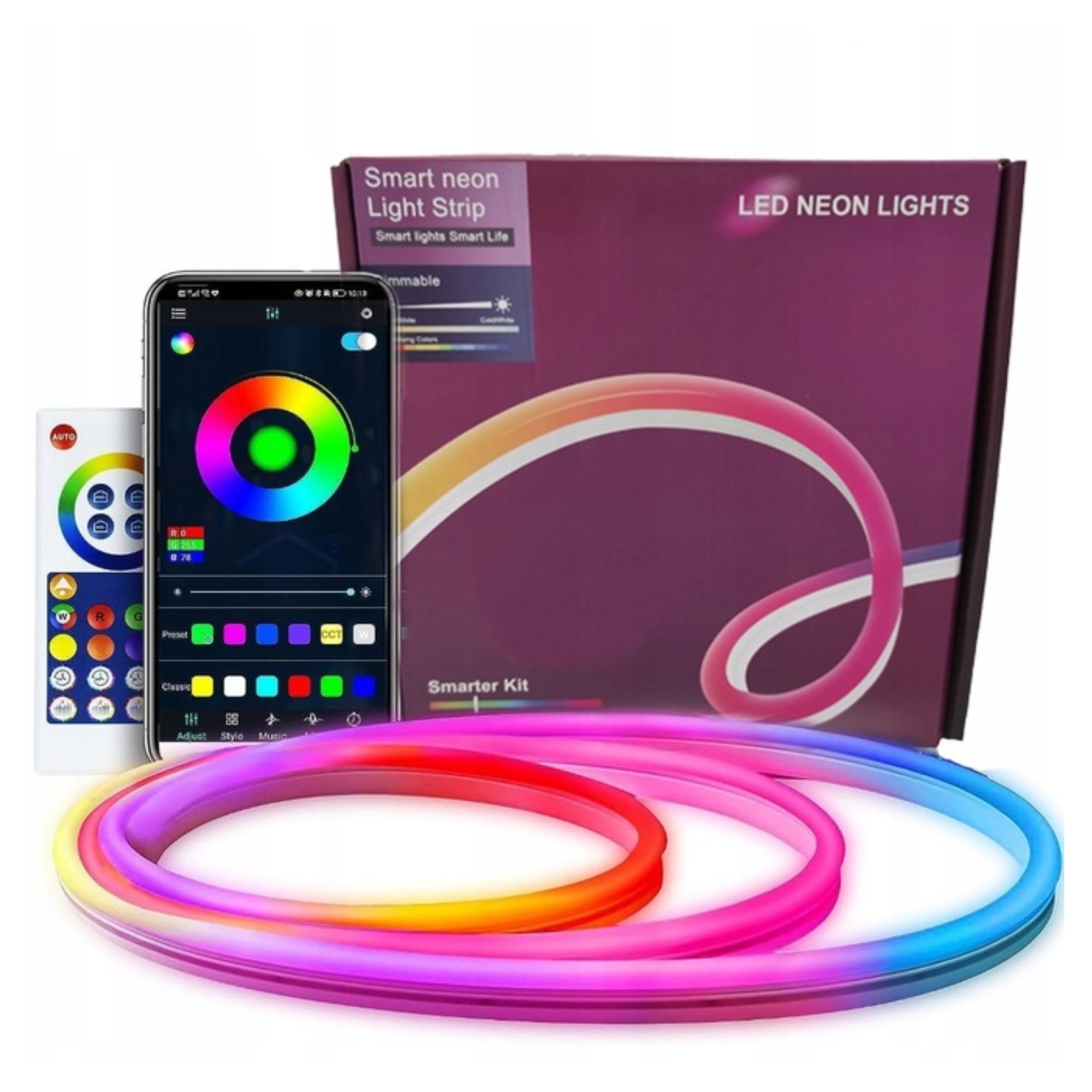 Taśma Led 5M Kolorowa Pasek Neon Rgb-ic Zestaw Bluetooth Aplikacja Pilot
