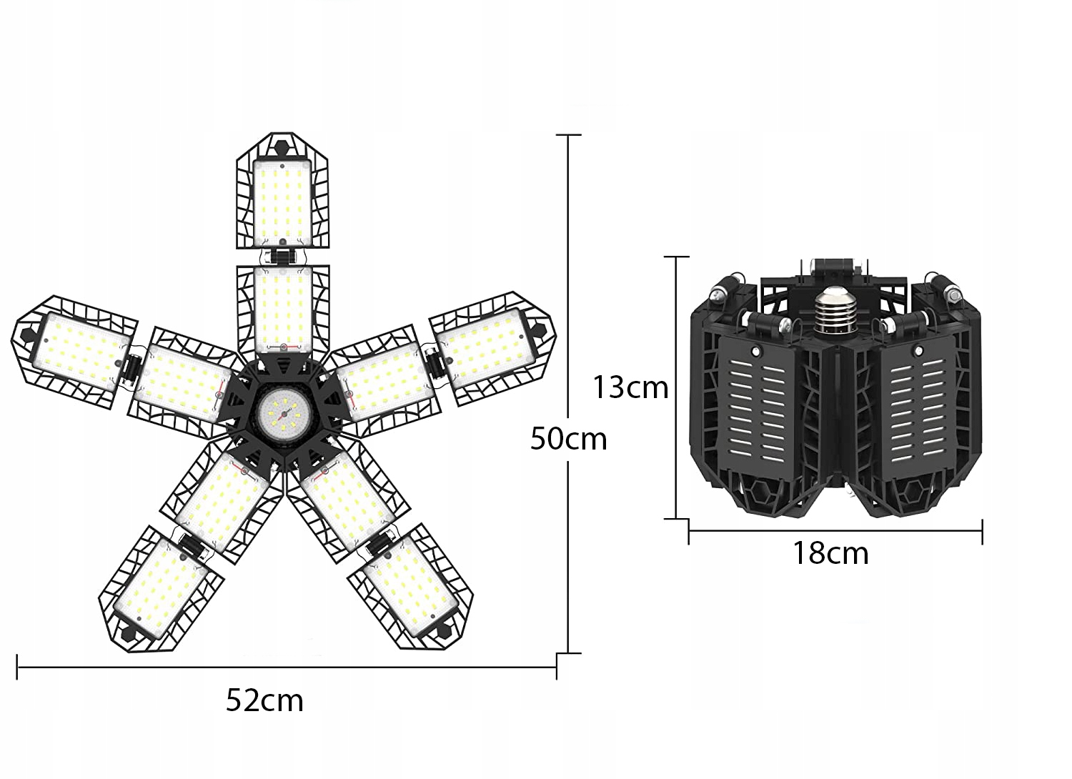 LAMPA GARAŻOWA LED SUFITOWA ROZKŁADANA HALOGEN E27 5 RAMION REGULOWANYCH Marka inna