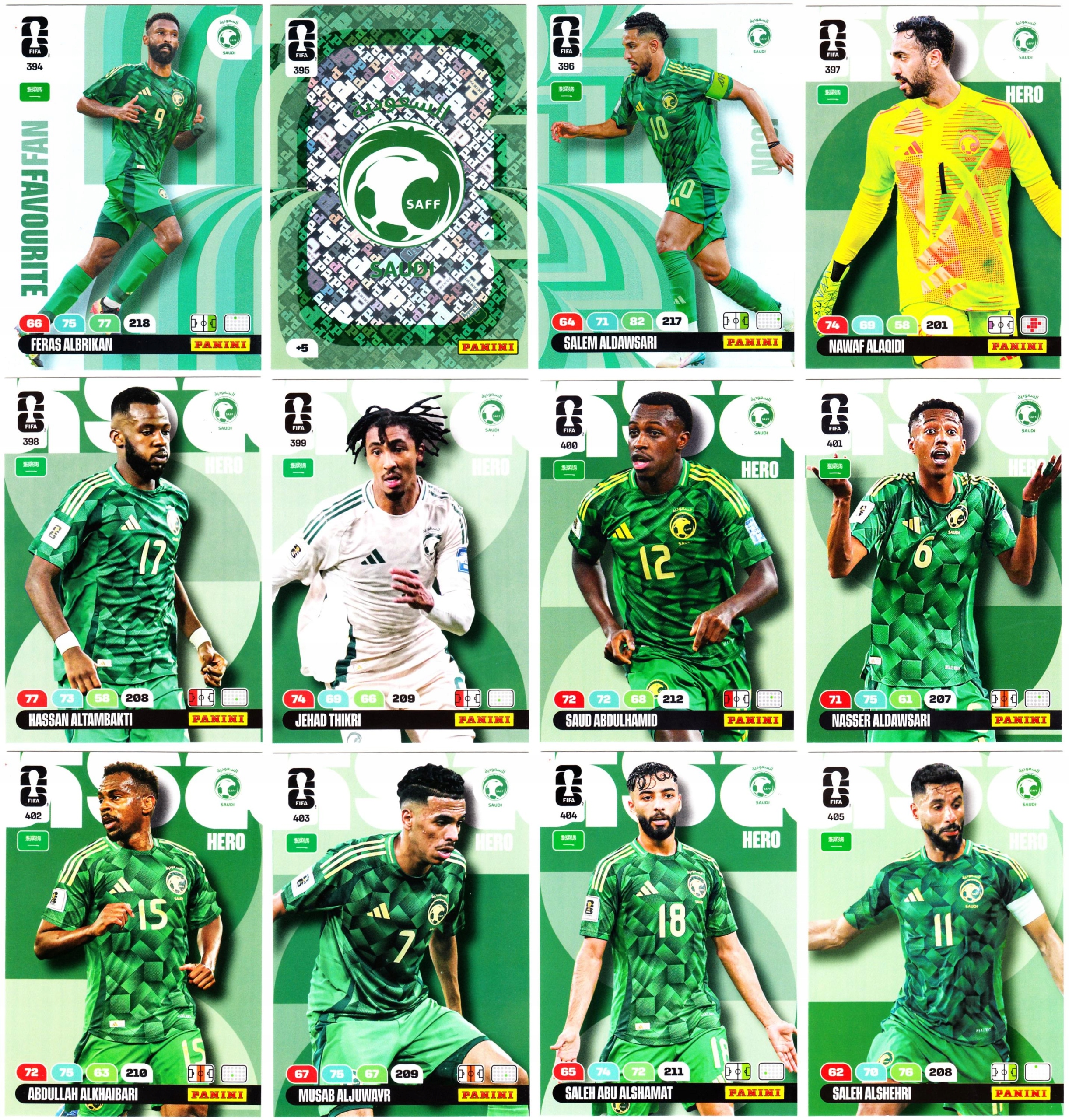 Arabia Saudyjska Fifa World Cup 2026 Panini zestaw 12 kart komplet