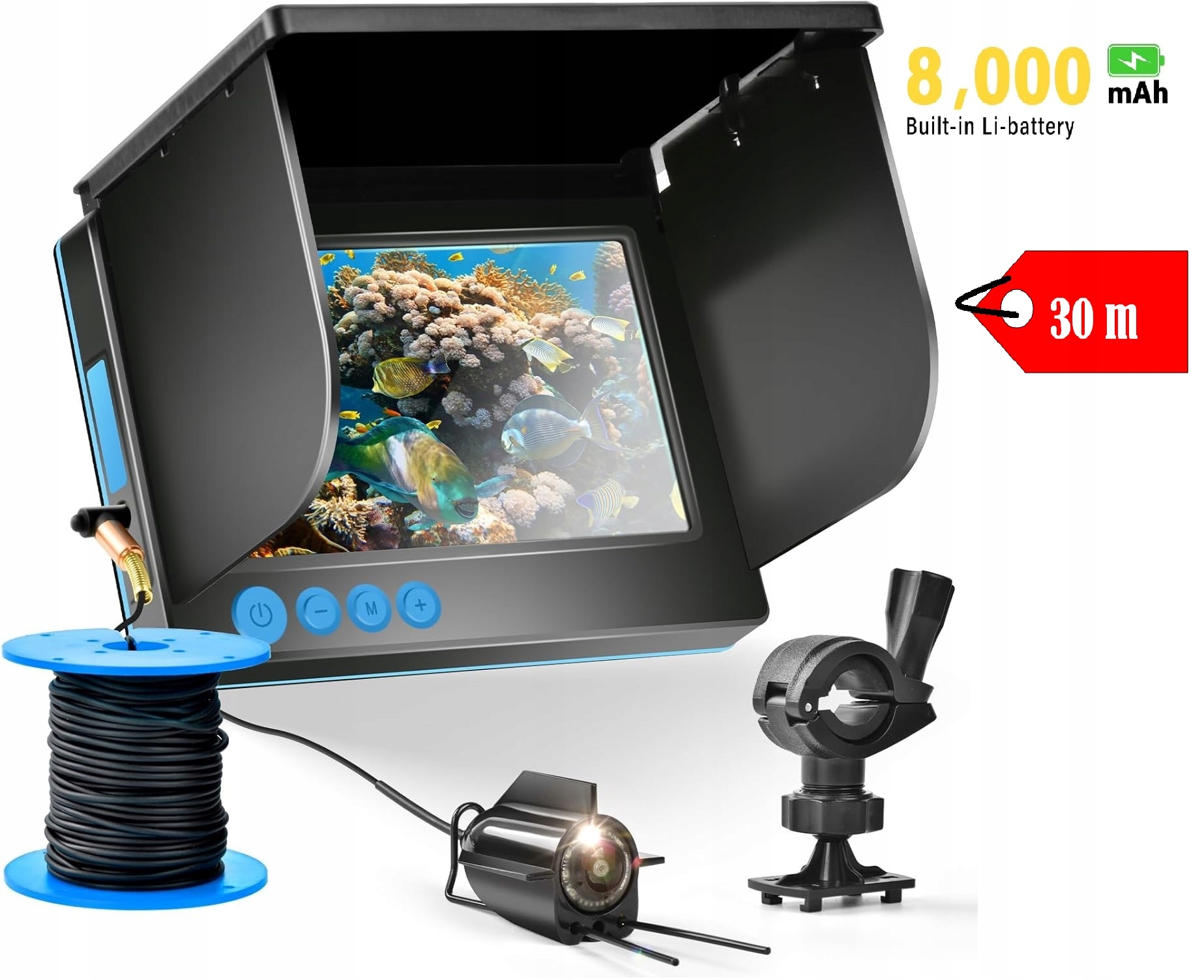 Fish Finder Rybářská echosonda Sonar LCD 5 palců vestavěná baterie 8000