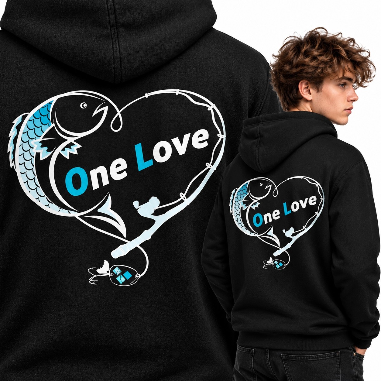 Mikina s kapucí pro rybáře One Love vel. M