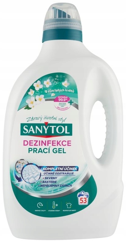 Levně Sanytol Dezinfekce prací gel s vůní bílých květů 53 praní 2,65l