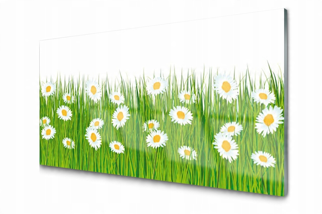 

Panel szklany dekor Trawa Stokrotki 120x60 + Klej