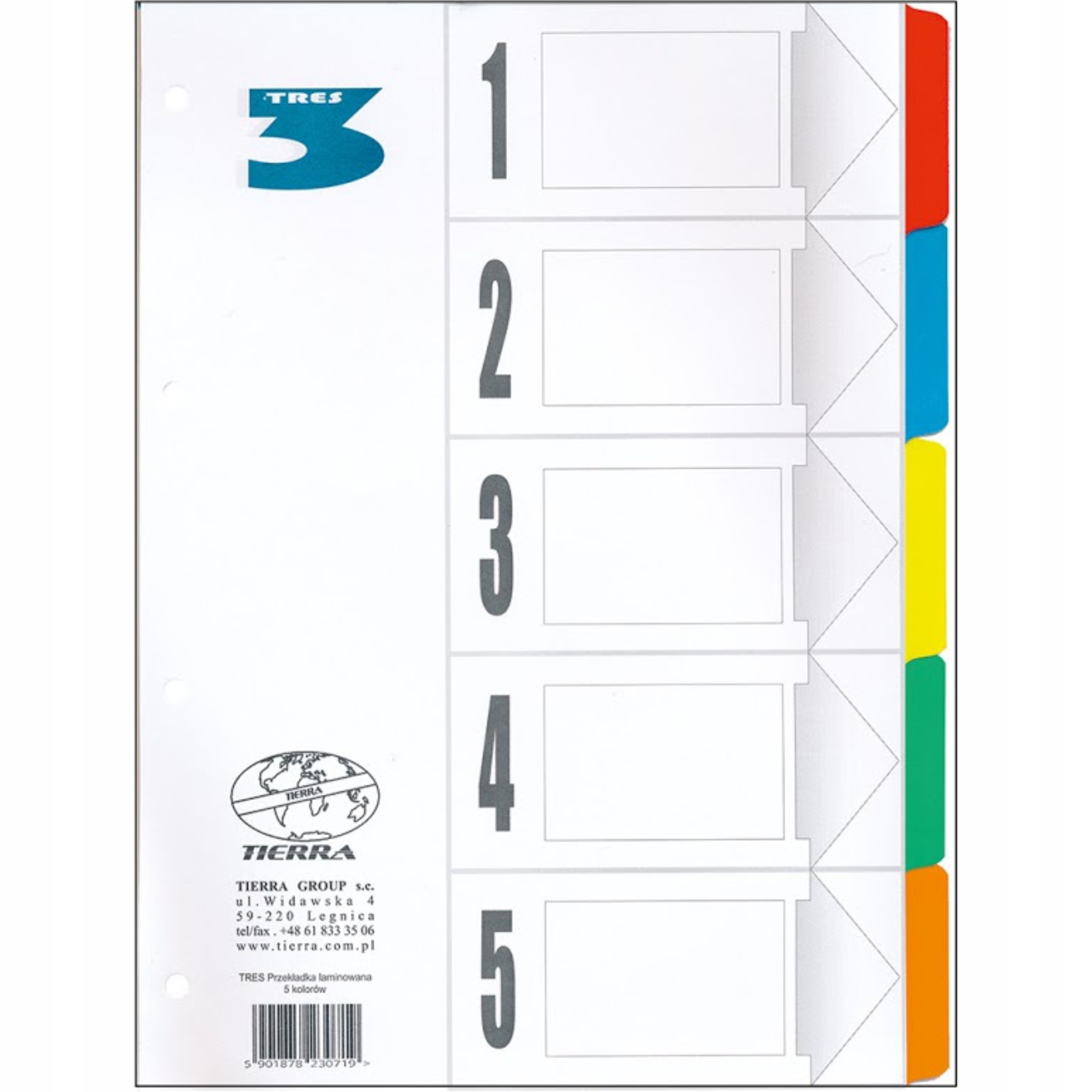 

Przekładki do segregatora A4 laminowane kolor 1-5