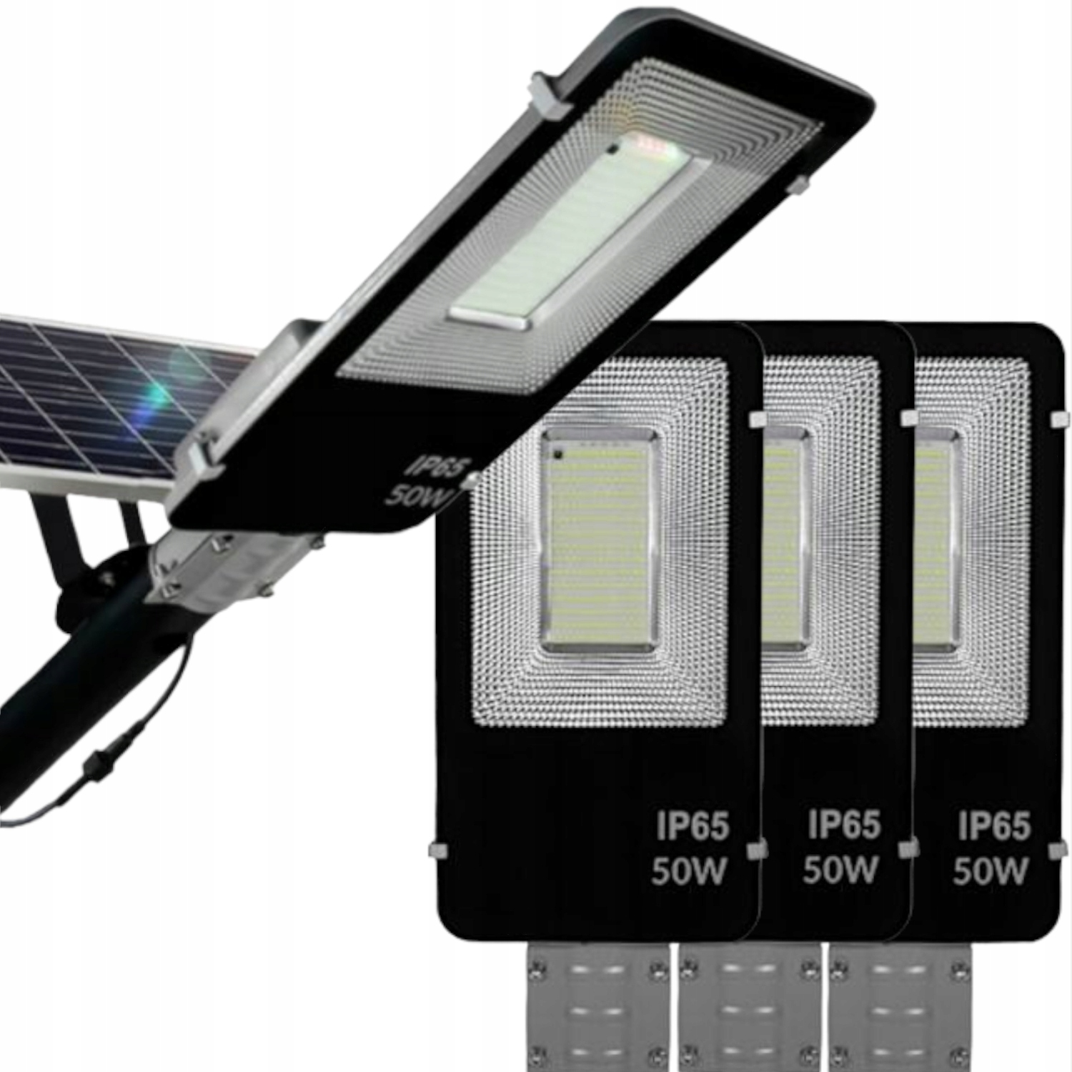 4X Mocna Lampa Solarna Led 50W Czujnik Zmierzchu Uliczna Z Pilotem +uchwyt