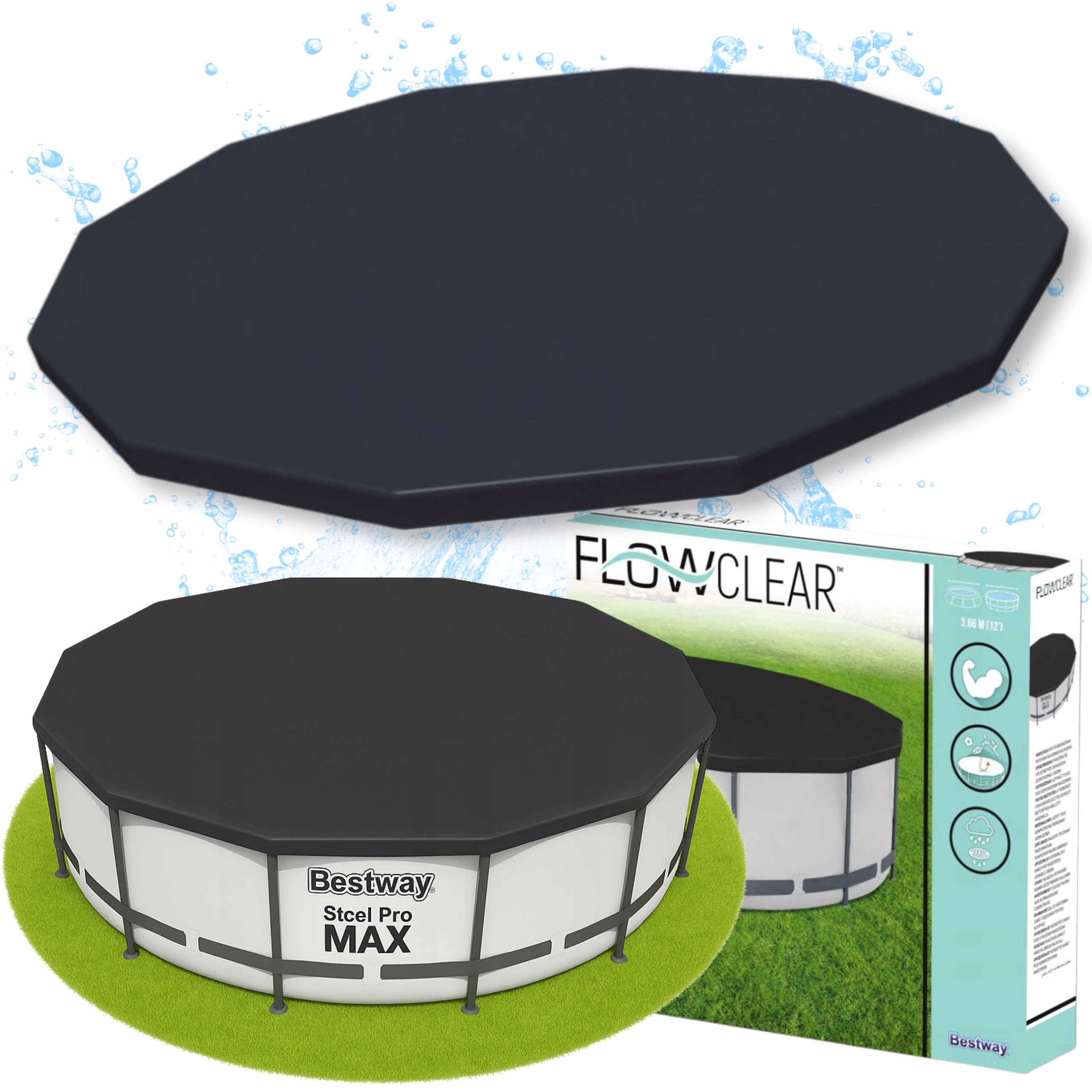 Pokrywa Bestway Na Basen Stelażowy 366CM Folia Pokrowiec Przykrycie Linki